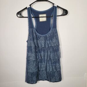 Abercrombie & Fitch Women’s Racer Back Tank with Lace Trim and Ruffled Front M